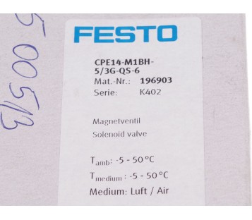 FESTO CPE14-M1BH-5/3G-QS-6  CPE14M1BH53GQS6  196903 ! NEW !