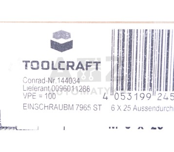 TOOLCRAFT 144034 6 X 25 07965.000.0060.025  079650000060025 ! 100PCS ! NEW ! 