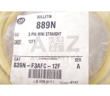 ALLEN BRADLEY 3 PIN MINI STRAIGHT 889N 889N-F3AFC-12F  889NF3AFC12F ! NEW !