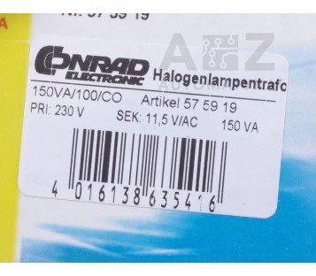 CONRAD HALOGENBLOCKTRAFO 150 VA  150VA 57 59 19 575919 150VA/100/C0 ! NEW !