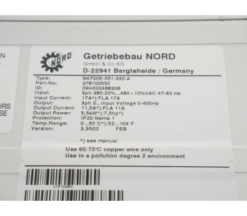 NORD SK700E-551-340-A 278100550 SK700E551340A 
