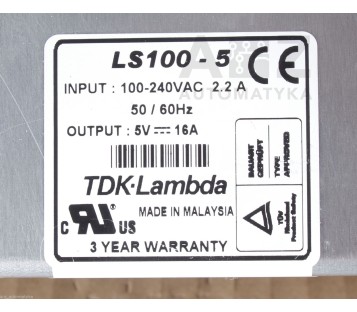TDK LAMBDA TDK-LAMBDA LS-100-5 RMA029193  LS100-5 LS1005 ! NEW !