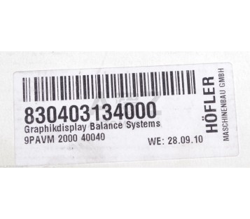 HOFLER BALANCE SYSTEMS 830403134000 VM24 VM 24 9PAVM207040040 