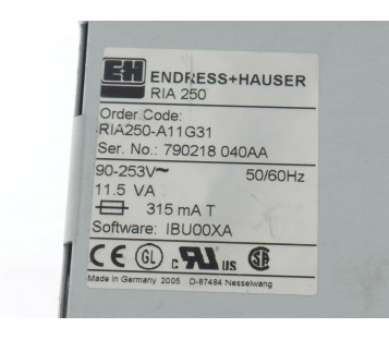 ENDRESS + HAUSER RIA 250  RIA250-A11G31 RIA250A11G31 