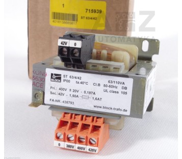 BLOCK ST 63/4/42 ST63442 63/110VA  438793 Transformer 400V / 42V 1,5A ! NEW !