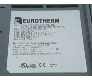EUROTHERM 2204E 2204E/CC/VH/V5/RH/DH/DL/XX/2XX/GER/XXXXX/XXXXXX/