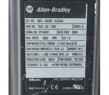 ALLEN BRADLEY MPL-B420P-HJ22AA 7042-05-1202