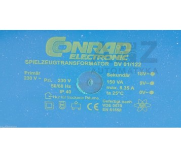 CONRAD TRANSFORMATOR  404291  BV 01/122 BV01/122 150VA 150W 230V / 18V & ! NEW !