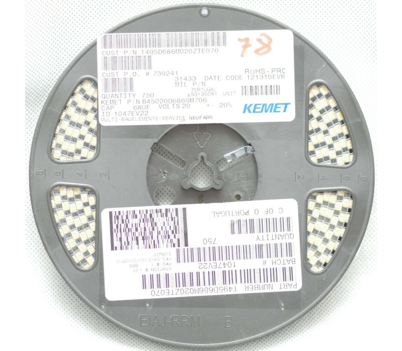 KEMET Tantalum Capacitors 68uF 20V 20% 686B 2917 SMD 68µF 7343 ! 750PCS ! NEW !