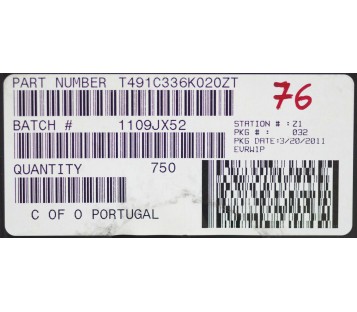 KEMET Tantalum Capacitors 33uF 20V 10% 336B 2312 SMD 33µF 6032 ! 750PCS ! NEW !