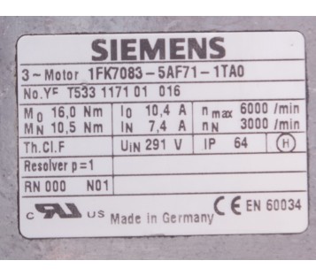 SIEMENS 1FK7083-5AF71-1TA0  1FK70835AF711TA0  