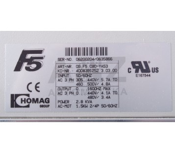 KEB HOMAG 09.F5.CBD-YA53  09F5CBDYA53  ! NEW !