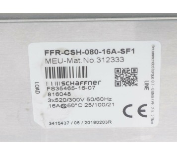 SCHAFFNER FFR-CSH-080-16A-SF1 312333 FFRCSH08016ASF1 RFI FILTER