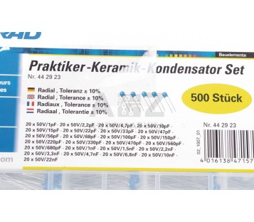 Ceramic capacitor set Radial lead 50 V 20 % Conrad Components 500 Parts  ! NEW !