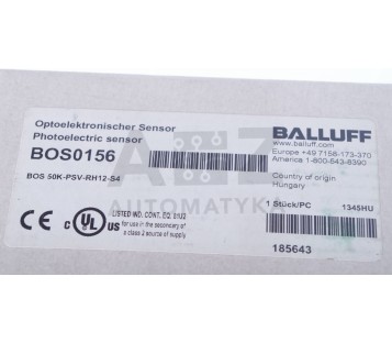 BALLUFF BOS0156 BOS 50K-PSV-RH12-S4   BOS50KPSVRH12S4 ! NEW !