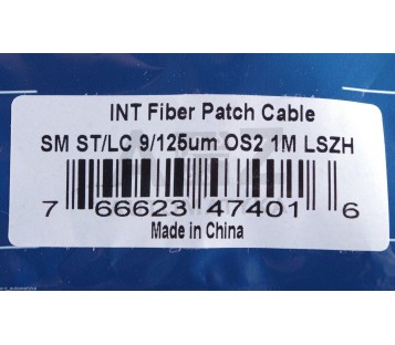 INTELLINET FIBER OPTIC PATCH CABLE SM ST/LC 9/125UM OS2 1M LSZH  ! 5PCS ! NEW !