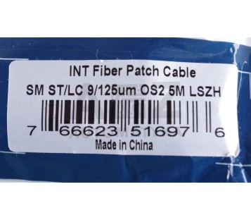 INTELLINET FIBER OPTIC PATCH CABLE SM ST/LC 9/125UM OS2 5M LSZH   ! 6PCS ! NEW !