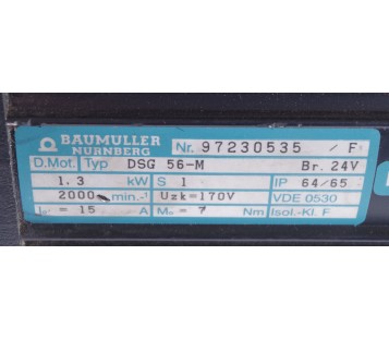 BAUMULLER DSG 56-M DSG56-M DSG56M 97230535 /F 1,3KW 2000rpm 7Nm
