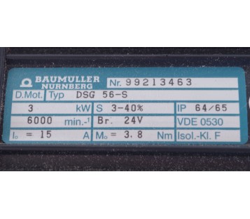 BAUMULLER DSG 56-S DSG56-S DSG56S  261097 99213463  3KW 6000RPM  ! NEW !