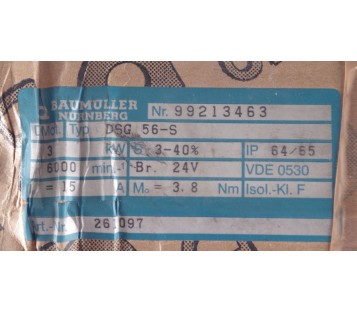 BAUMULLER DSG 56-S DSG56-S DSG56S  261097 99213463  3KW 6000RPM  ! NEW !