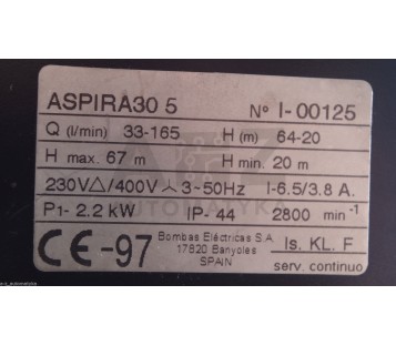 BOMBAS ELECTRICAS ASPIRA305 ASPIRA30-5  ASPIRA30 5  PUMP I-00125