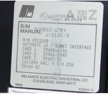 RELIANCE ELECTRIC AUTOMATE 20 45C220B 802803-27RY