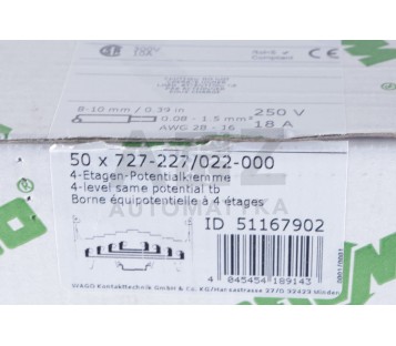 WAGO 727-227 727227  727-227/022-000 4-level same potential termin! 5PCS ! NEW !