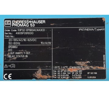 ENDRESS + HAUSER PROMAG 53 53P32-EF5B3AC4A3CD